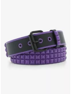 Black & Purple Pyramid Stud Belt