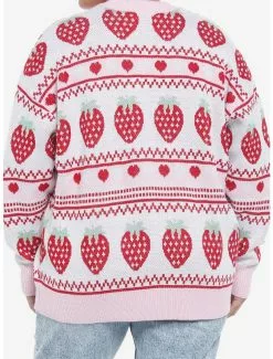 SWEETSOCIETY Strawberry Fair Isle Girls Oversized Cardigan Plus Size -Hoodies And Sweaters Shop 19428767 av2