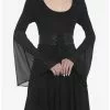 COSMICAURA Black Satin Corset Bell Long-Sleeve Dress 2 COSMICAURA Black Satin Corset Bell Long-Sleeve Dress -Hoodies And Sweaters Shop 19501934 hi