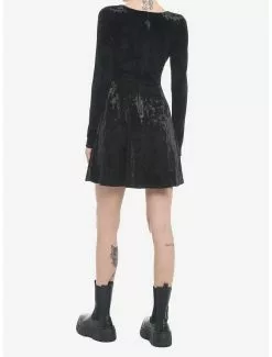 COSMICAURA Black Crushed Velvet Hood-And-Eye Mini Dress -Hoodies And Sweaters Shop 19509963 av2