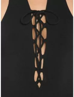 Black Lace-Up Halter Dress -Hoodies And Sweaters Shop 19541771 av3