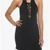 Black Lace-Up Halter Dress -Hoodies And Sweaters Shop 19541771 hi