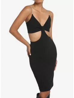 Black Cutout Rhinestone Strap Bodycon Dress -Hoodies And Sweaters Shop 19541838 av3