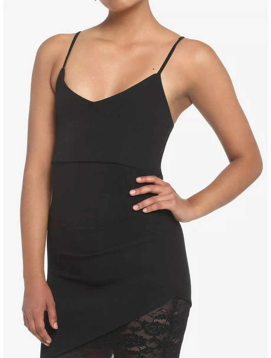 Black Asymmetrical Lace Bodycon Dress 3 Black Asymmetrical Lace Bodycon Dress