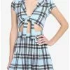 Light Blue Plaid Tie-Front Dress 1 Light Blue Plaid Tie-Front Dress -Hoodies And Sweaters Shop 19542048 hi