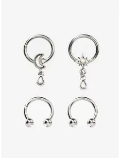 Steel Celestial Circular Barbell & Captive Hoop 4 Pack