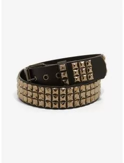 Three Row Gunmetal Pyramid Stud Belt