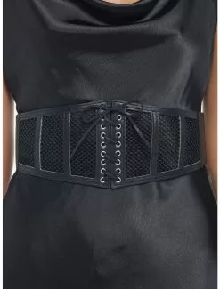 Black Mesh Lace-Up Corset