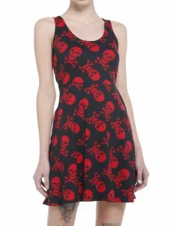 SOCIALCOLLISION Skulls With Heart Eyes Tank Dress