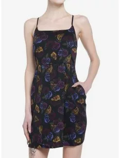 COSMICAURA Cosmic Aura Rose & Moth Skater Dress