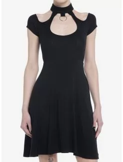 SOCIALCOLLISION Social Collision Black Choker O-Ring Dress