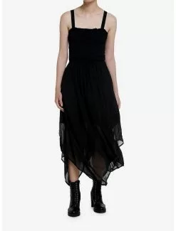 THORN&FABLE Thorn & Fable Black Lace-Up Hanky Hem Dress