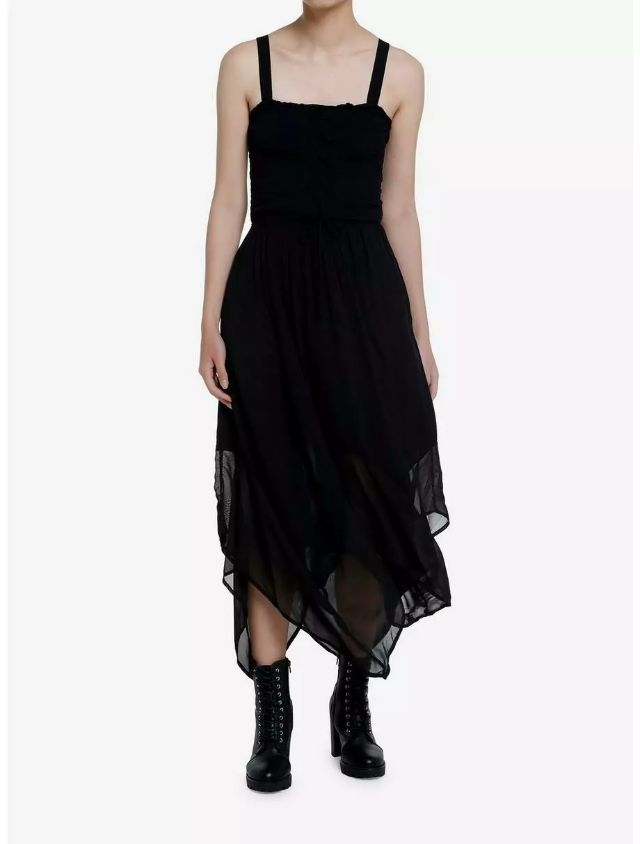 THORN&FABLE Thorn & Fable Black Lace-Up Hanky Hem Dress 3 THORN&FABLE Thorn & Fable Black Lace-Up Hanky Hem Dress