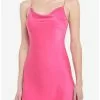 Hot Pink Cowlneck Mini Dress -Hoodies And Sweaters Shop 19965567 hi