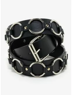 Black O-Ring Faux Leather Belt