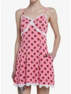 SWEETSOCIETY Strawberries Slip Dress