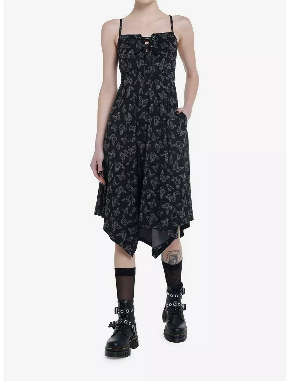 COSMICAURA Cosmic Aura Black & Grey Butterfly Hanky Hem Dress 4 COSMICAURA Cosmic Aura Black & Grey Butterfly Hanky Hem Dress - Image 2