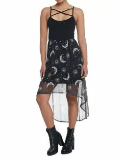 COSMICAURA Celestial Hi-Low Strappy Dress