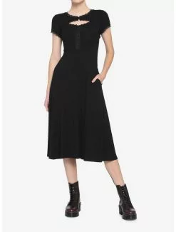 Black Henley Midi Dress