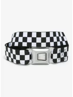 Buckle-Down Black & White Checkered Seat Belt Belt