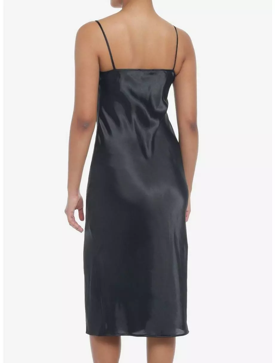 Black Satin Midi Slip Dress 5 Black Satin Midi Slip Dress - Image 3