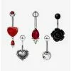 Steel Silver Heart Rose Navel Barbell 5 Pack -Hoodies And Sweaters Shop 20105096 hi