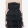 Black Tulle Tiered Strapless Mini Dress -Hoodies And Sweaters Shop 20105786 hi