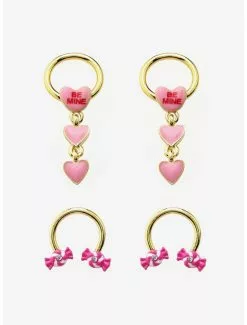 Steel Candy Heart Circular Barbell & Captive Hoop