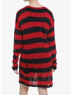 SOCIALCOLLISION Social Collision Red & Black Distressed Sweater Dress -Hoodies And Sweaters Shop 20172070 av2