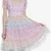SWEETSOCIETY Sweet Society Pastel Butterfly Mesh Puff Sleeve Dress