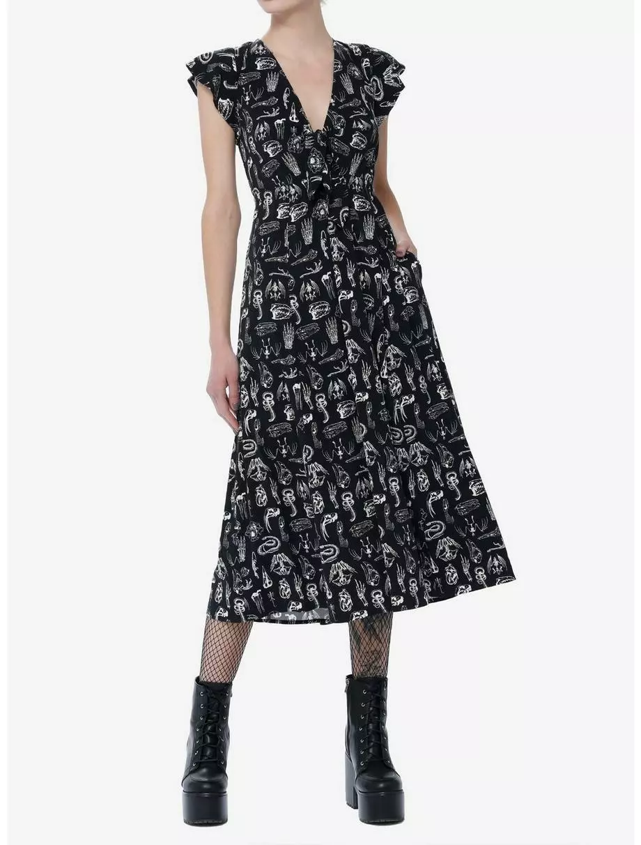 SOCIALCOLLISION Social Collision Animal Anatomy Tie-Front Midi Dress 4 SOCIALCOLLISION Social Collision Animal Anatomy Tie-Front Midi Dress - Image 2