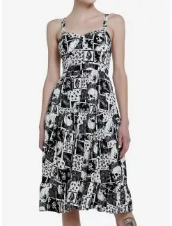THORN&FABLE Thorn & Fable Skull Raven Patchwork Midi Dress