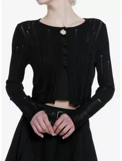 THORN&FABLE Thorn & Fable Black Distressed Girls Cardigan