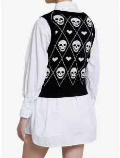 SOCIALCOLLISION Social Collision Skull Heart Knit Girls Sweater Vest -Hoodies And Sweaters Shop 20182036 av2