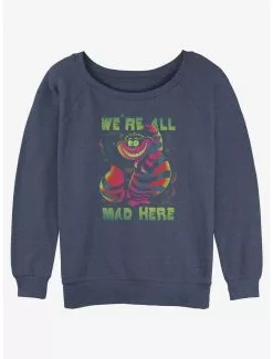 Disney Alice In Wonderland Cheshire We're All Mad Girls Slouchy Sweatshirt