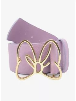 BUCKLEDOWN Disney Minnie Mouse Gold Bow Buckle Lilac Vegan Leather Belt -Hoodies And Sweaters Shop 20212390 av1