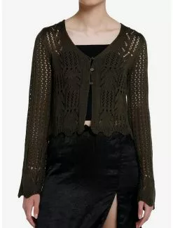 THORN&FABLE Thorn & Fable Olive Knit Girls Cardigan