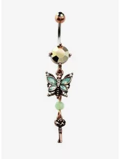 14G Steel Dragonfly Navel Barbell