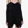 THORN&FABLE Thorn & Fable Black Hanky Hem Girls Cold Shoulder Dress -Hoodies And Sweaters Shop 20227065 hi