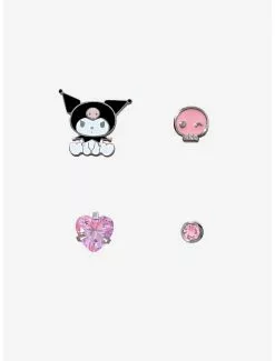 Steel Kuromi Pink CZ Labret 4 Pack