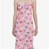 Pink Floral Midi Dress -Hoodies And Sweaters Shop 20285660 hi