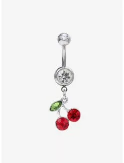 14G Steel Cherry Navel Barbell