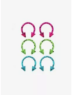 18G Steel Bright Splatter Circular Barbell 3 Pack