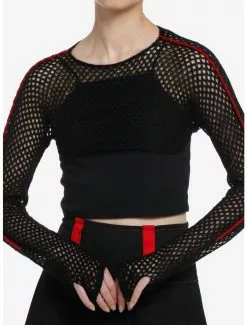 Black & Red Stripe Knit Girls Crop Shrug